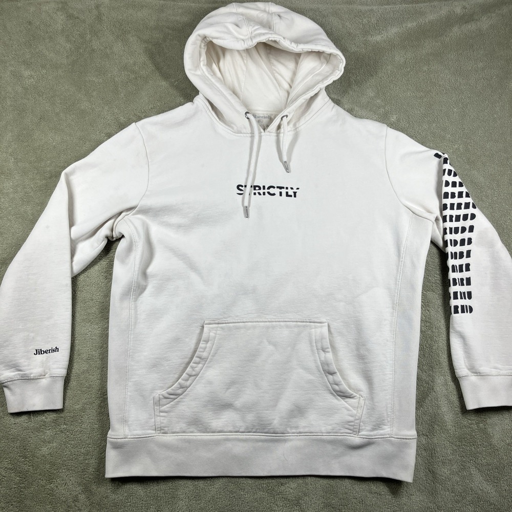 Jiberish Snowboarding Hoodie "Strictly" White Heavy Cotton Ski XL‎